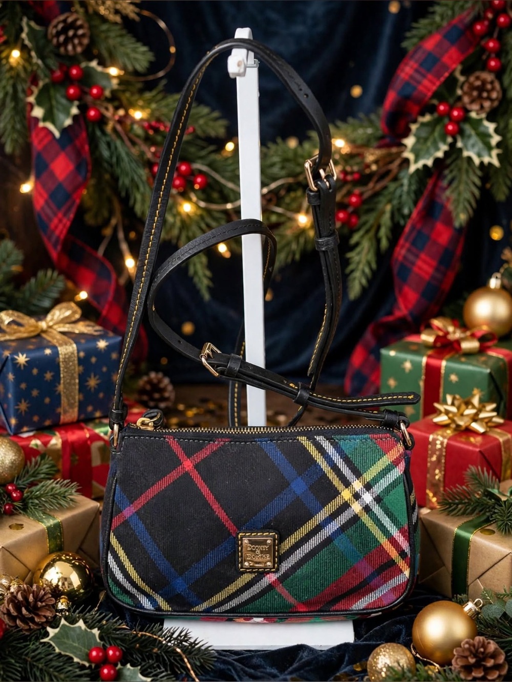 Authentic Dooney & Bourke Tartan Plaid Small Crossbody Bag